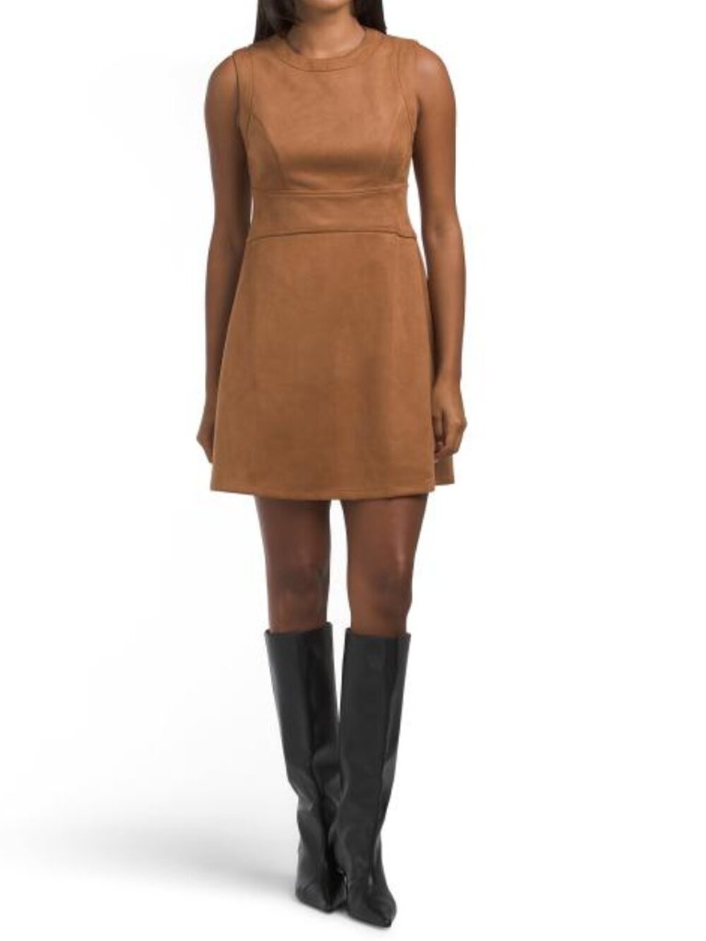 MAGGY LONDON Sleeveless Faux Suede Mini Dress